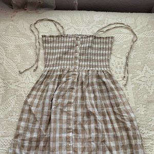 aerie checkered midi dress with pockets!